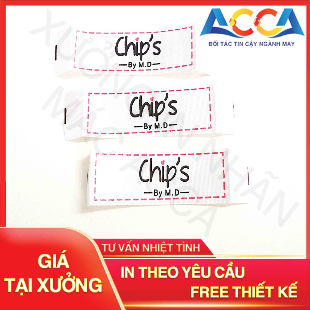 In mác theo yêu cầu_Nhãn mác quần áo_Mác đính cổ/kẹp sườn_Chất liệu satin/cotton