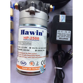 Bộ bơm phun sương tăng áp đài loan hawin 2500 kèm nguồn 24v