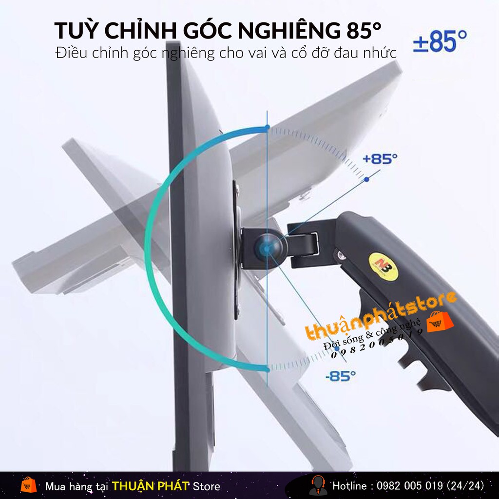 GIÁ TREO MÀN HÌNH NB-F80 ( XOAY 360 ĐỘ ) BẢN MỚI TẢI TRỌNG 9KG - THIẾT KẾ MỚI 2022