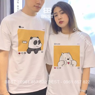Áo đôi ngắn tay nam nữ gấu đáng yêu