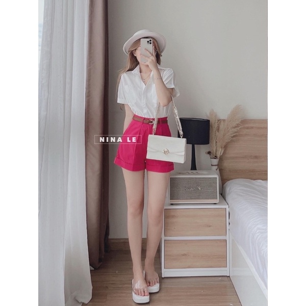 SET ÁO SƠ MI TRẮNG + QUẦN HỒNG + BELT