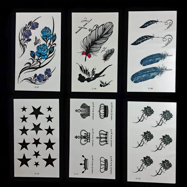 C1 Hình xăm nước hình xăm dán tatoo mini stickers đẹp phong cách Hàn Quốc dễ thương cá tính cute giá rẻ