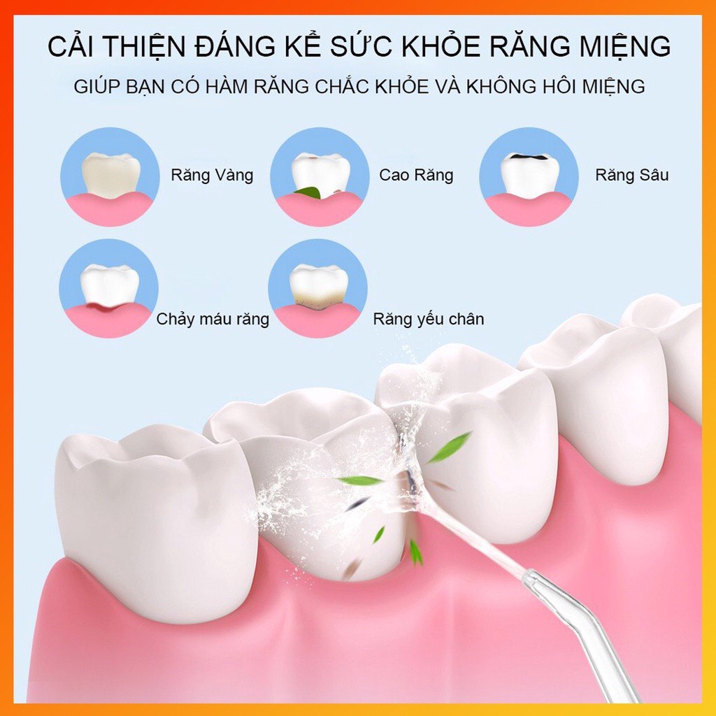 Máy Tăm Nước Cầm Tay Oral Irrigator, Tăm nước vệ sinh răng miệng theo công nghệ Châu Âu Bảo hành 12 tháng