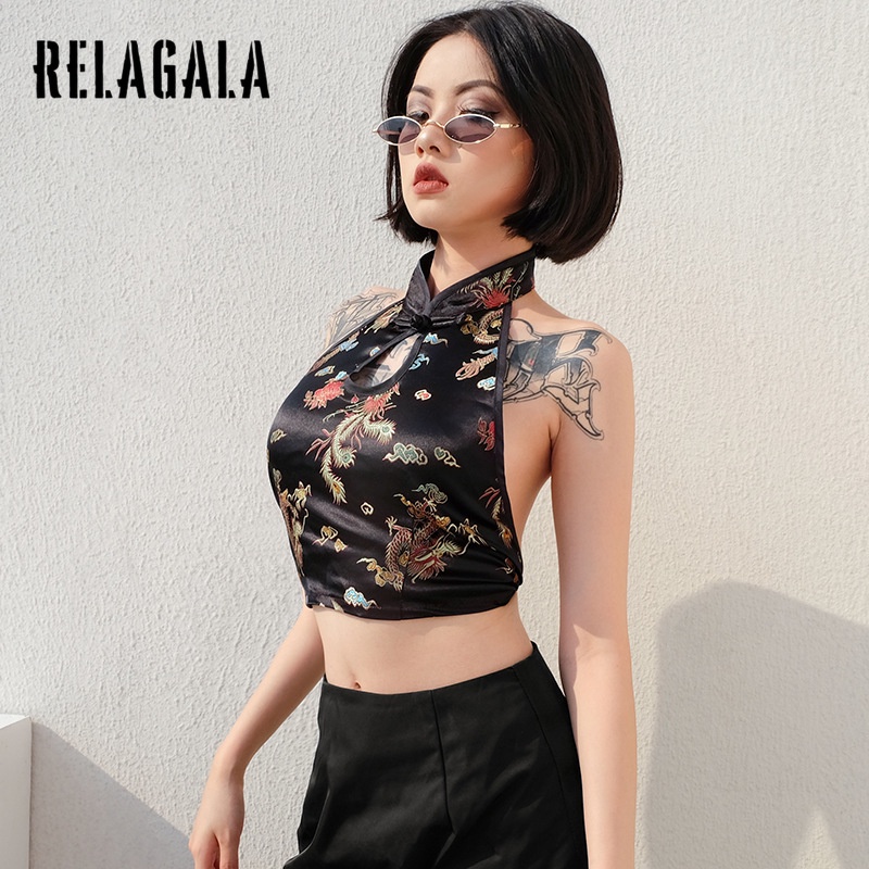 Áo yếm hở lưng thêu hình rồng kiểu Trung Hoa quyến rũ cho nữ