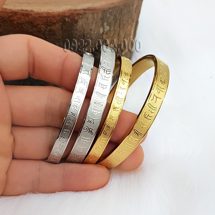 Vòng tay nam ovan chạm khắc chú anmani bát minh hồng.