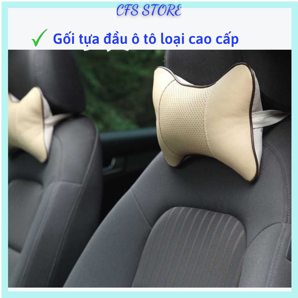 Gối kê cổ tựa đầu xe ô tô xe hơi, chống mỏi vai gáy, chất liệu da PU thoáng mát