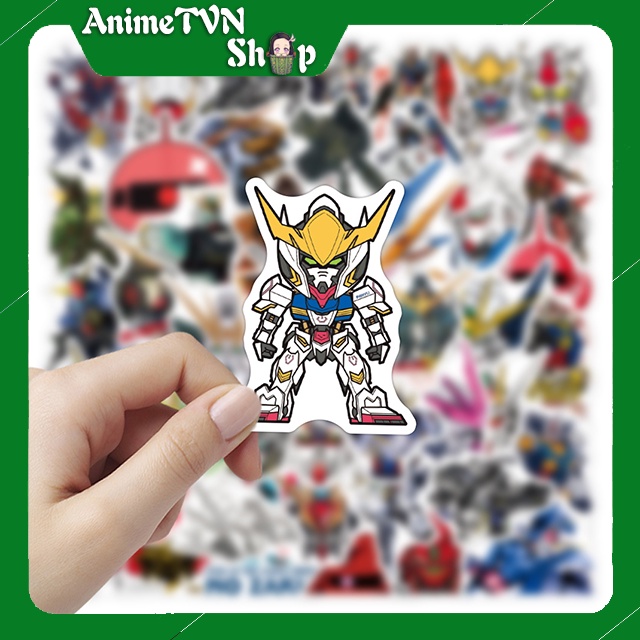 Miếng dán Sticker Anime Manga Robot Gundam trọn bộ 100 hình - In rõ ràng sắc nét khó tróc