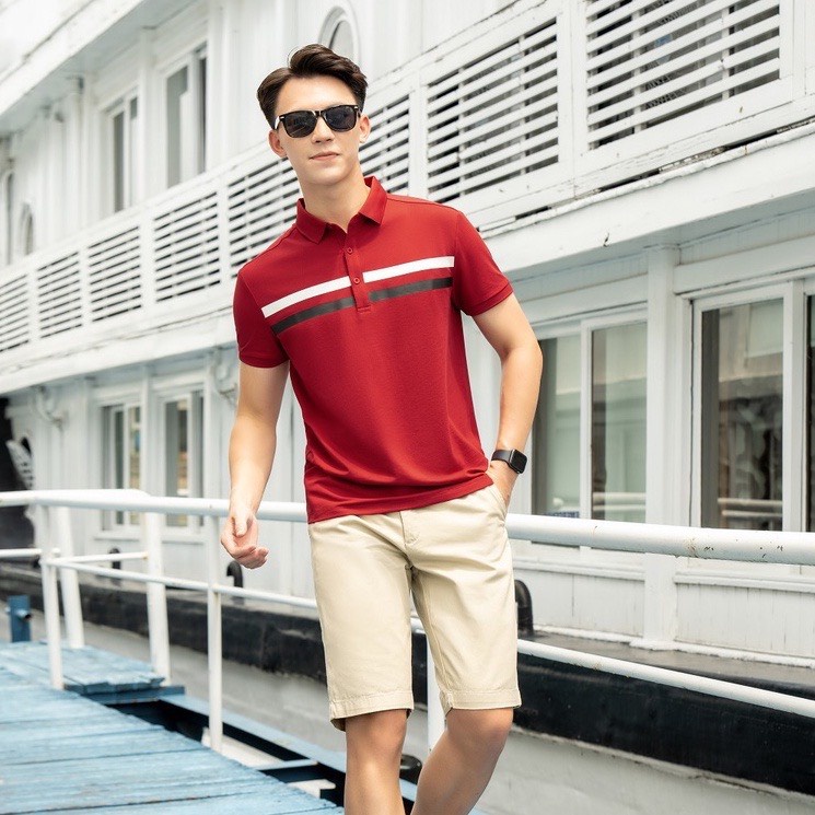 Áo Polo Nam Vải Mắt Chim In Vạch Ngực Phối Màu APM5231