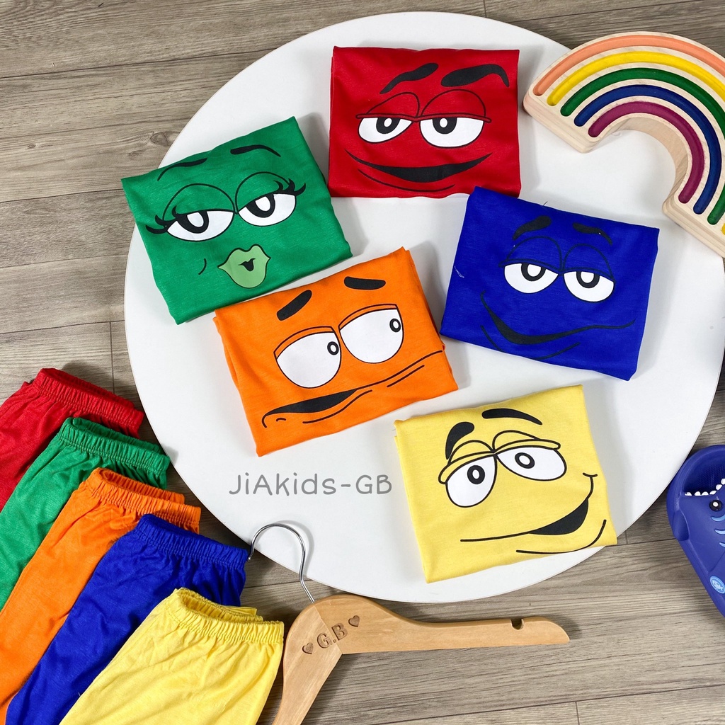 Bộ Cộc Tay Quần Dài THUN LẠNH MINKYMOM In Hình Mặt Biểu Cảm Cho Bé TN-IN86