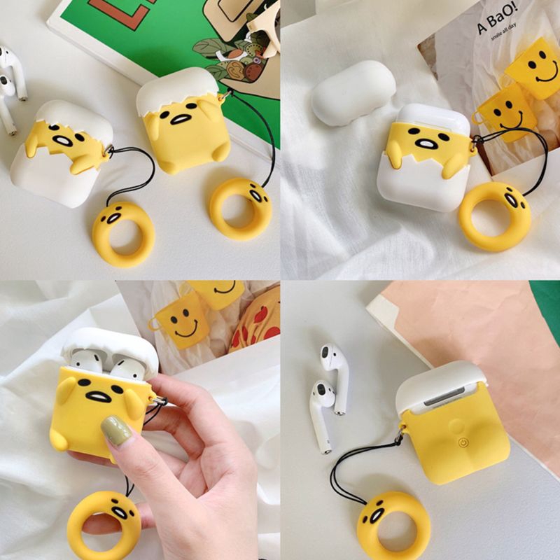 Vỏ đựng tai nghe airpods hình quả trứng lười có móc khóa | BigBuy360 - bigbuy360.vn