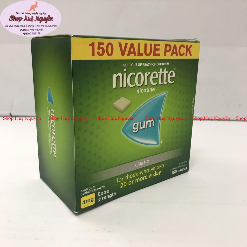 Kẹo cao su cai thuốc lá Nicorette Gum Icy mint 150 viên