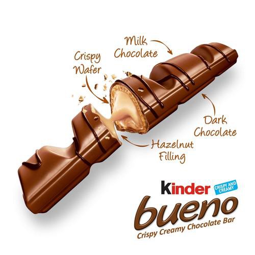 Bánh Chocolate nhân Hạt dẻ Kinder Bueno 43gr (2 thanh)