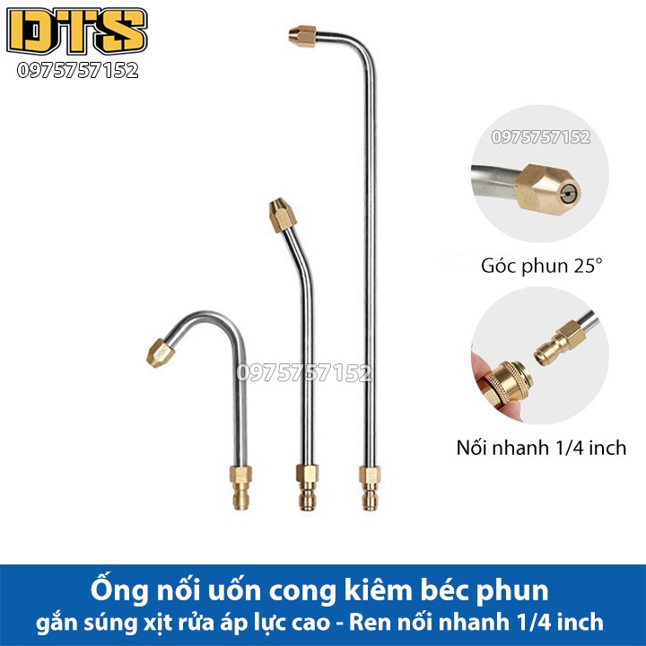 Ống nối uốn cong kiêm béc phun gắn súng xịt rửa áp lực cao - Ren nối nhanh 1/4 inch