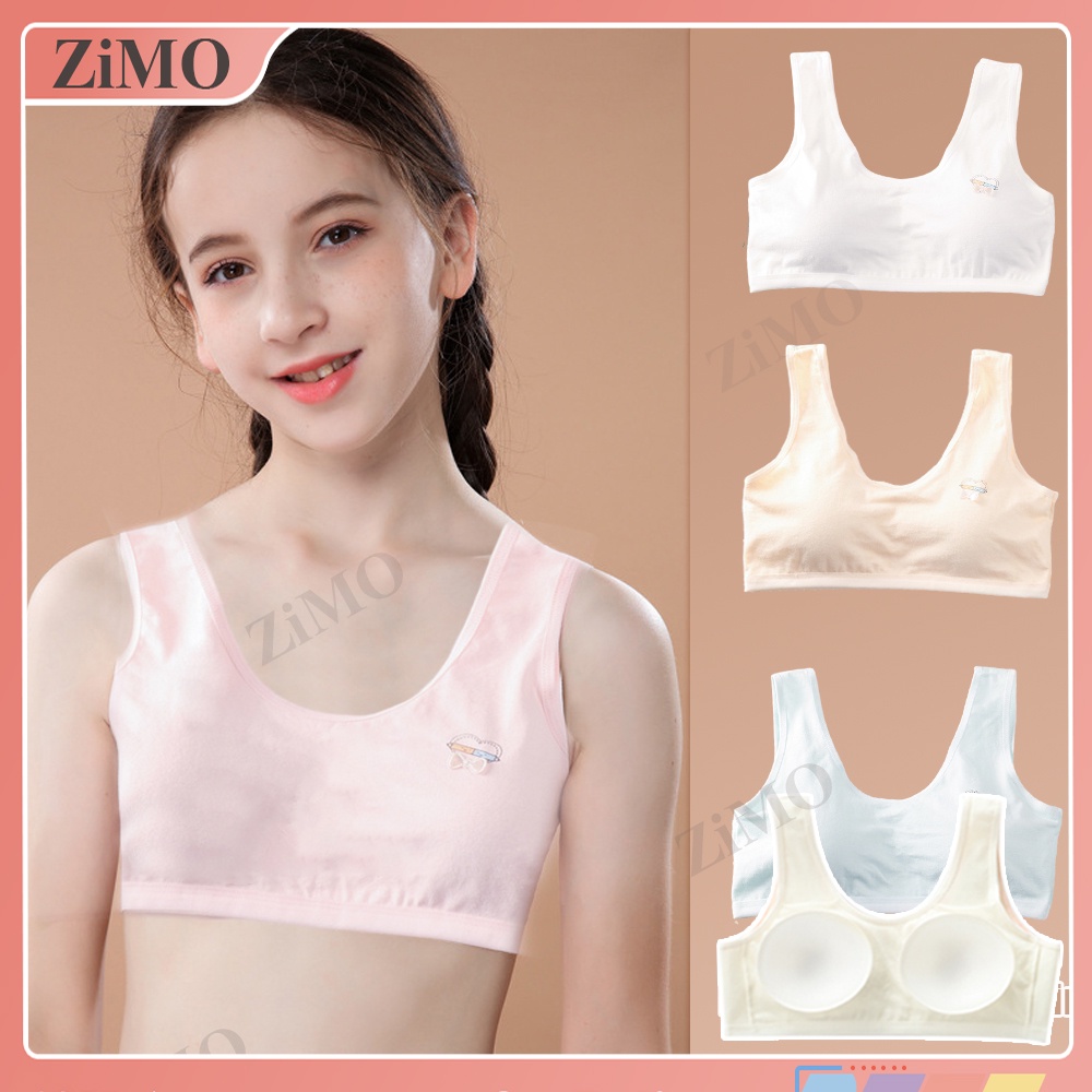 Áo Ngực Thể Thao Vải Cotton Có Miếng Đệm Ngực Cho Bé Gái 10-15 Tuổi