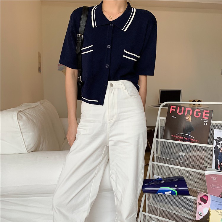 Áo Thun Polo Ngắn Tay Phong Cách Hàn Quốc Dành Cho Nữ