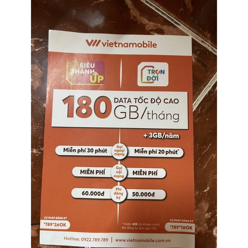 Sim 4G MAX ( Không Giới Hạn Data )SIM Trọn Đời Vietnammobile Đầu Số 092 ( 2021 )