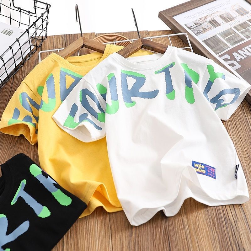 Áo Thun Cotton Tay Ngắn In Chữ Thời Trang Mùa Hè Mới Dành Cho Bé Trai
