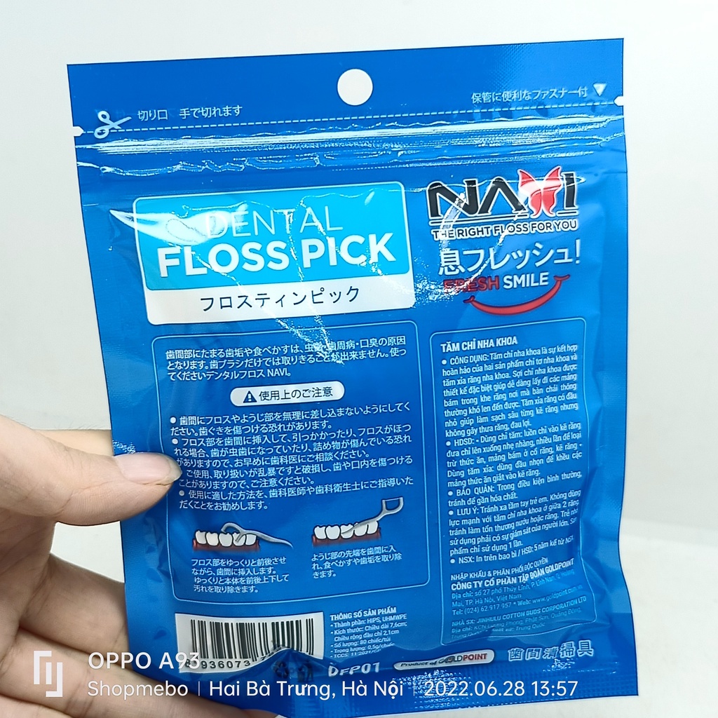 Chỉ nha khoa DENTAL Floss pick gói 80 cây