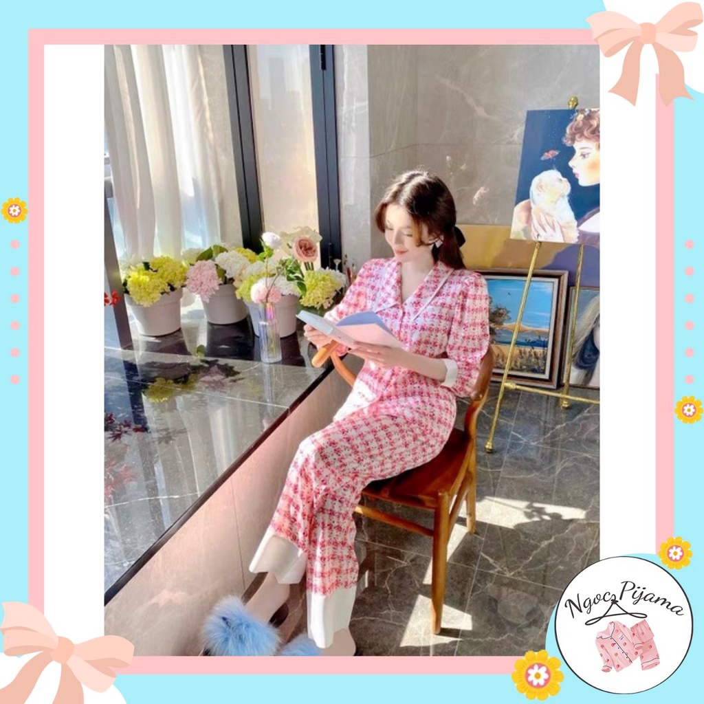 [FreeShip – Clip thật] Bộ ngủ pijama lụa tô châu tay dài cao cấp