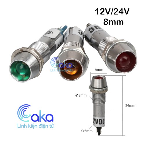 LKDT Đèn báo kim loại 8mm 12V 24V | BigBuy360 - bigbuy360.vn