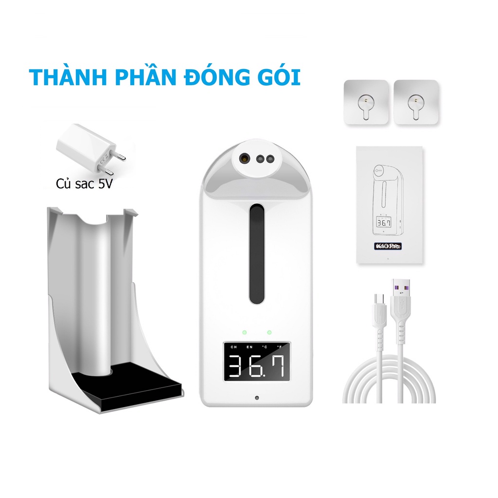 Máy đo thân nhiệt từ xa, tích hợp rửa tay tự động, k10 pro tiếng việt