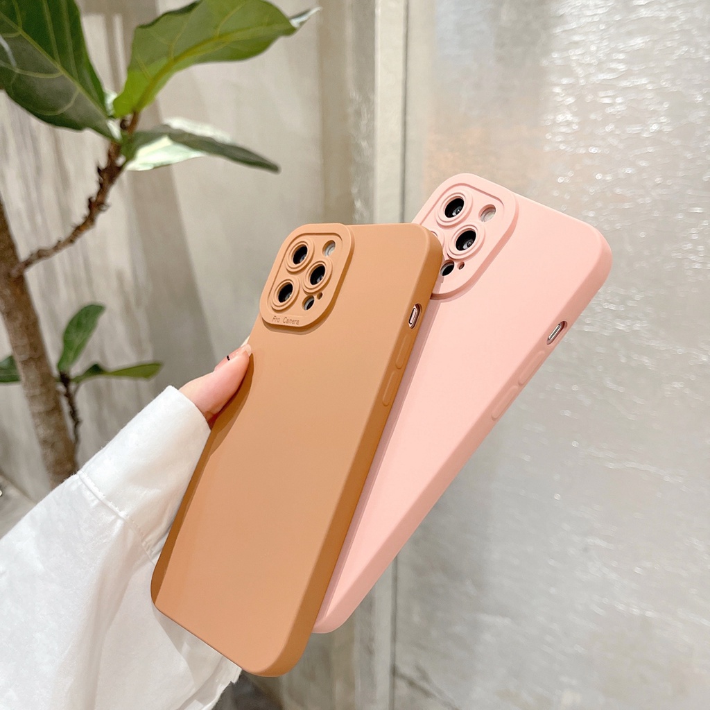 Ốp điện thoại mềm màu nâu / hồng đơn giản thích hợp cho Iphone 12 Pro Max 11 Pro Max Xs Max Xr X 7plus Ins13 Proamx