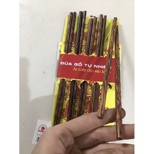 Đũa gỗ tự nhiên an toàn, đũa dừa đá vỉ 10 đôi