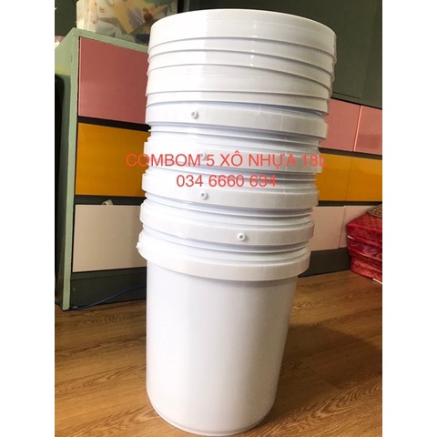 (VZ) Combo 5 xô nhựa 18L loại mới 100% đựng sơn, dung dịch, hoá chất.