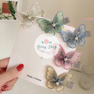 Kẹp bướm vải voan thêu xinh xắn Bông Shop