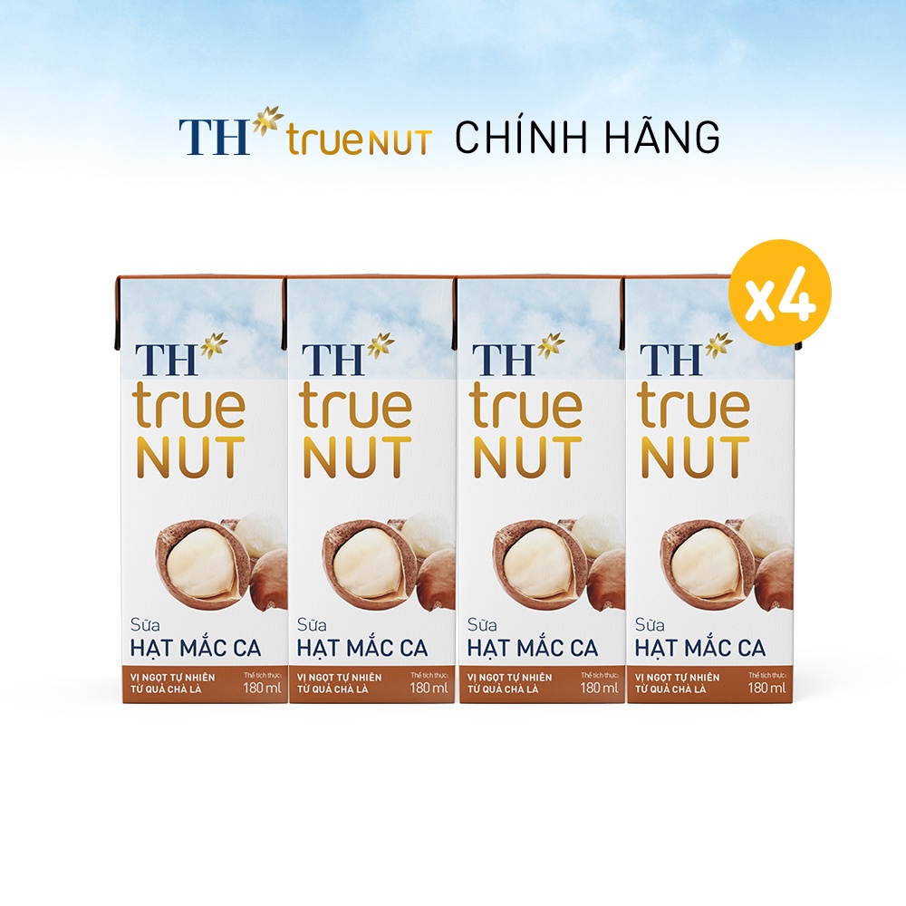 4 Lốc sữa hạt mắc ca TH True Nut 180ml (180ml x 4 hộp)