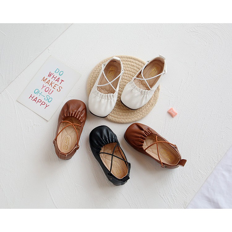 giày búp bê cho bé  giày bệt cho bé gái nhún bèo MGbaby có dây chống tuột đế êm chân  da PU mềm mùa đông he thu V369