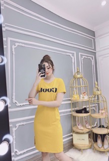 Đầm thun thái dáng dài phom rộng