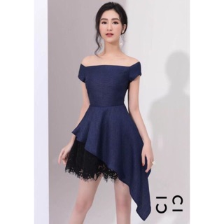 Đầm trễ vai dự tiệc đuôi cá phối ren sang trọng + Ảnh thật