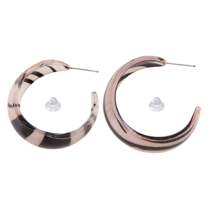 1 Đôi Bông Tai Hình Chữ C Họa Tiết Ngựa Vằn Thời Trang