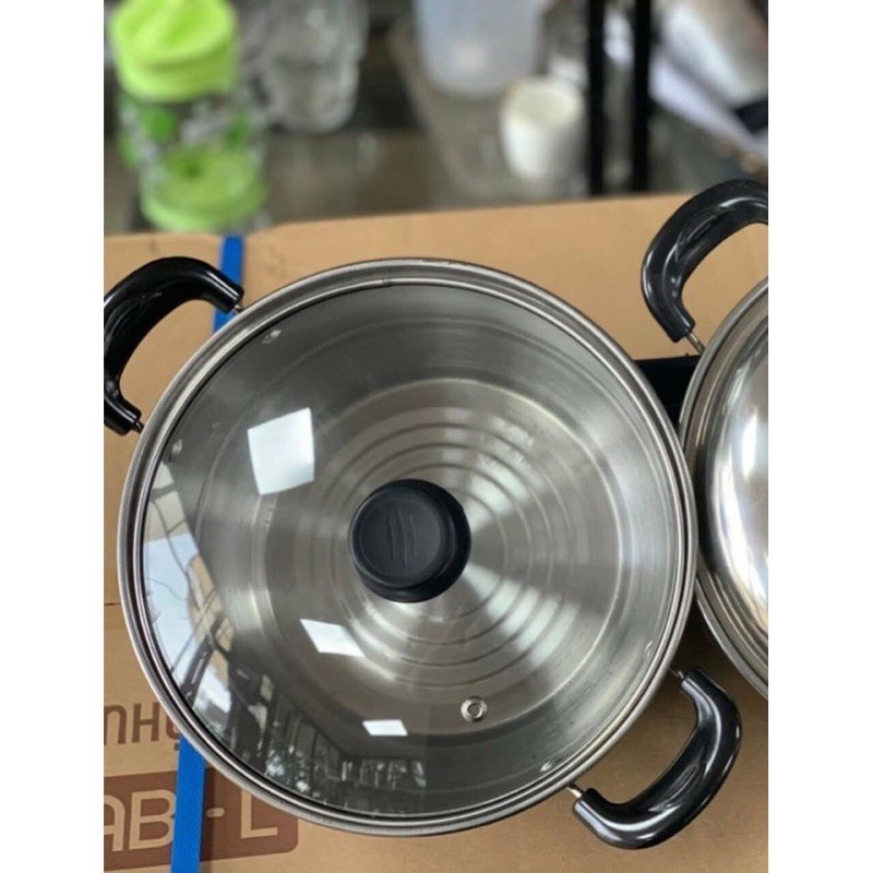 Xoong, nồi inox 25cm nắp vung kín dùng được cho bếp từ, bếp gas, bếp hồng ngoại...