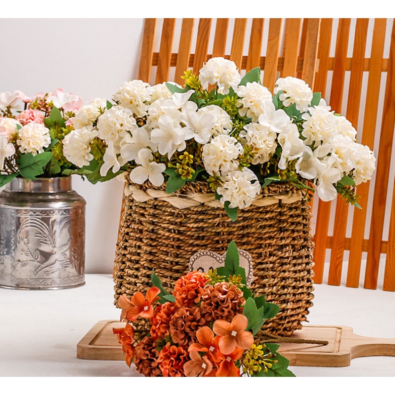 Hoa giả - Bó Hoa cẩm tú cầu lụa cao cấp mix nhiều loại trang trí nhà cửa, chụp ảnh cưới siêu xinh