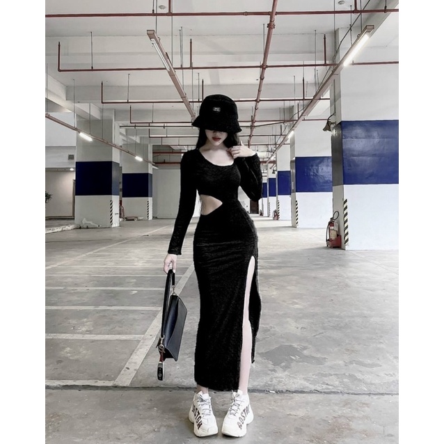 Đầm Maxxi Body Khoét Eo 1 Bên Xẻ Tà Cao Sexy