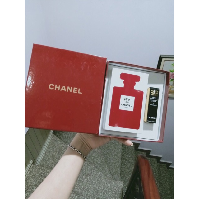 Sét Nước hoa No5 red 100ml và son môi Đỏ cam