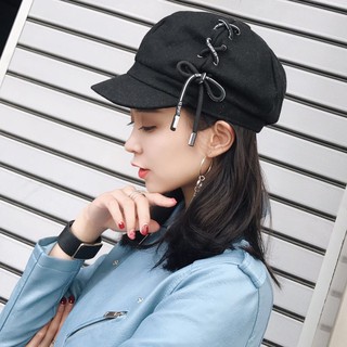 Mũ beret nữ họa tiết nơ
