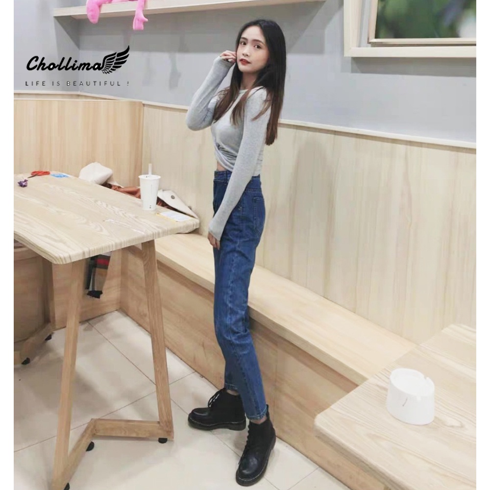 Quần baggy jean Chollima ống nhỏ trơn cuốn lai QD022 phong cách hàn quốc trẻ trung năng động | BigBuy360 - bigbuy360.vn