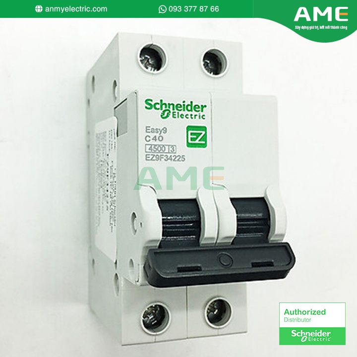 Cầu dao tự động  MCB 2 pha 40A dòng cắt 4.5kA Easy9 Schneider_EZ9F34240