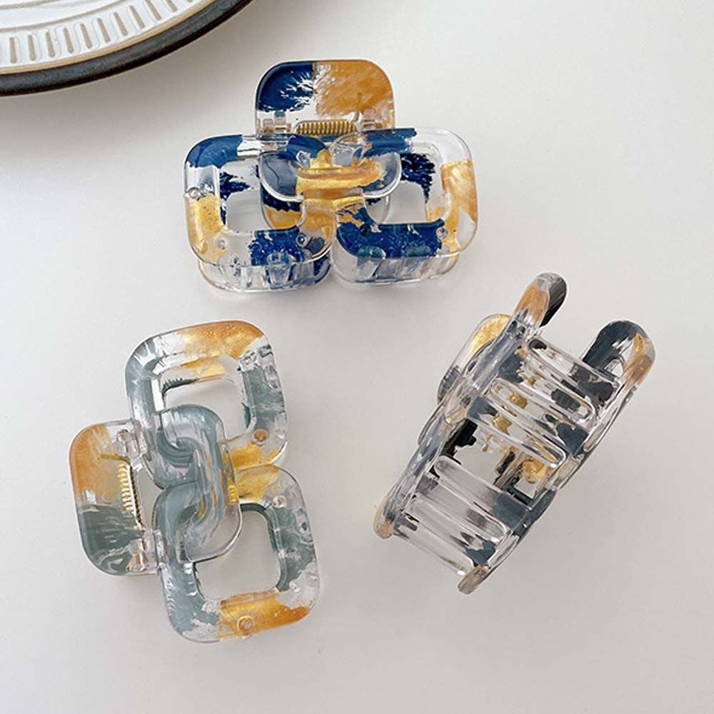 Kẹp tóc acrylic màu sắc tương phản phong cách Hàn Quốc ngọt ngào cho nữ