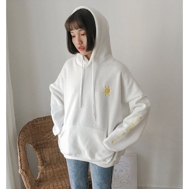 Áo Hoodie Nón Chui Trùm Đầu Nữ Chất Vải Nỉ Poly Unisex Nam Nữ Thời Tiết Mây Trăng Trời WAH010NOTR