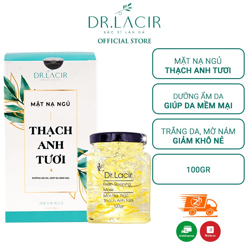 Mặt Nạ Ngủ Thạch Anh Tươi Dr.Lacir - Giúp cấp ẩm da, phục hồi da - Hộp 100ml DR100