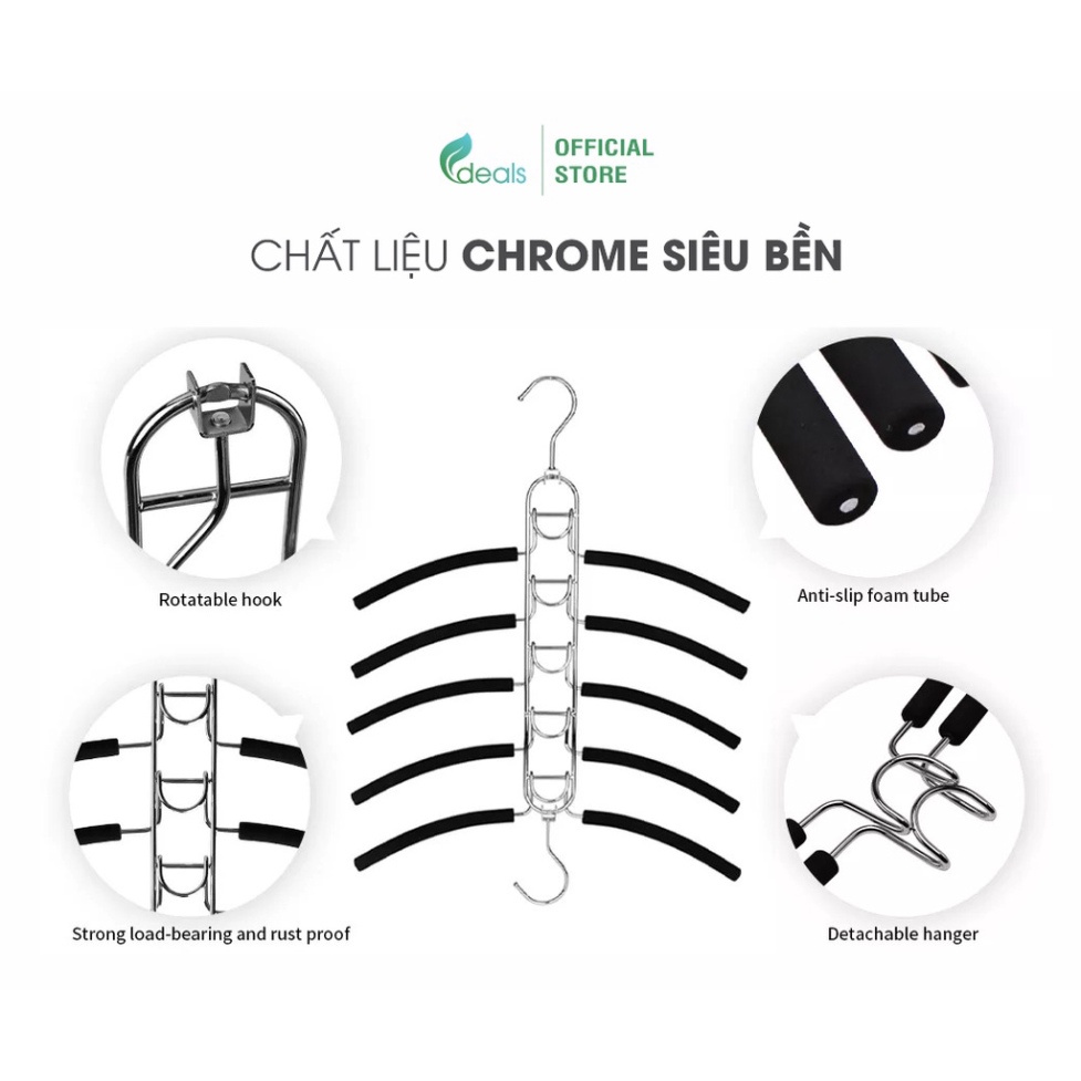 Móc Áo Chrome Thông Minh 5 trong 1 ECODEALS - Cứng cáp, chắc chắn, tiết kiệm 80% không gian