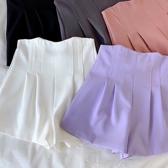 Quần short nữ lưng cao gen bụng, quần đùi cạp cao ly chiết eo tôn dáng