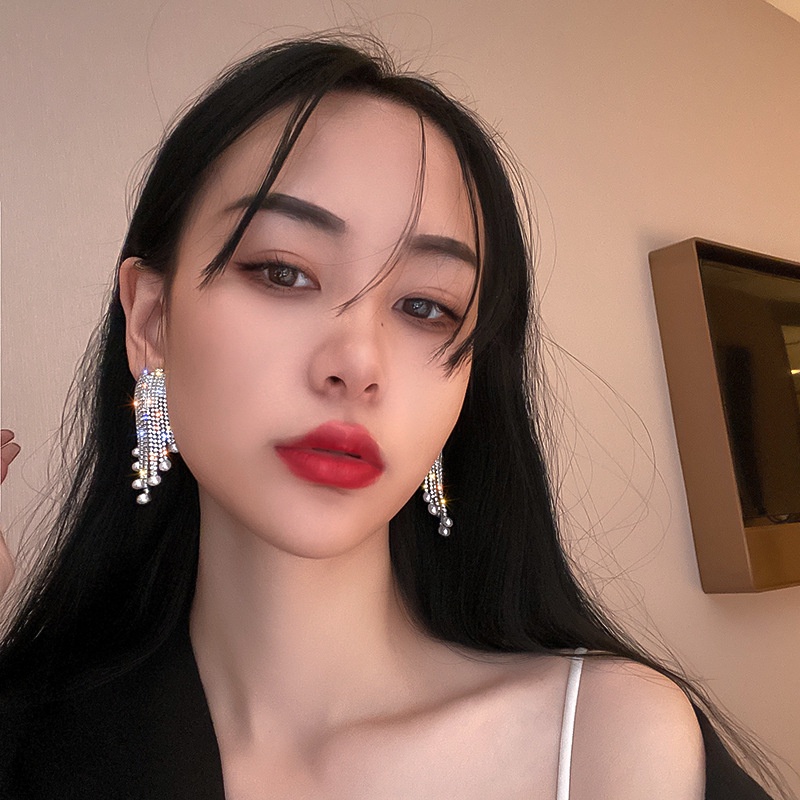 Bông Tai Mạ Bạc 925 Hình Trái Tim Đính Ngọc Trai Phong Cách Âu Mỹ Thời Trang