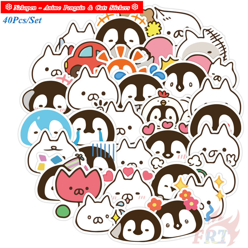 ❉ Nekopen - Anime Penguin &amp; Cats Stickers ❉ 40Pcs/Set DIY Decals Stickers for Album Diary Laptop Scrapbooks Skateboard