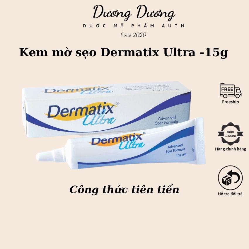 Kem hỗ trợ sẹo Dermatix Ultra 15g kem giảm sẹo lồi, sẹo phẫu thuật, sẹo thâm do mụn, rạn da