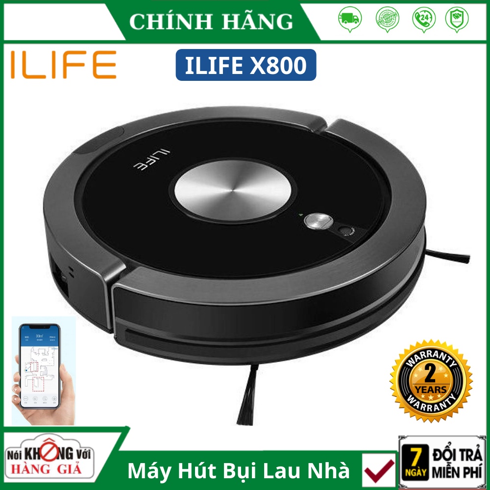 Robot Hút Bụi Lau Nhà Thông Minh ILIFE X800 - Điều Khiển bằng điện thoại , Tự Động Sạc Pin Làm Sạch Bụi Bẩn Lông Tóc